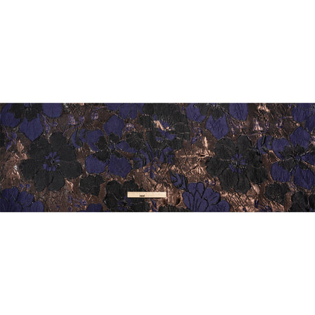 Metallic Rose Gold, Black and Navy Floral Luxury Brocade