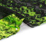 Metallic Black and Lime Green Drifting Rifts Crinkled Luxury Burnout Brocade