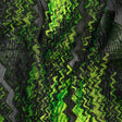 Metallic Black and Lime Green Drifting Rifts Crinkled Luxury Burnout Brocade