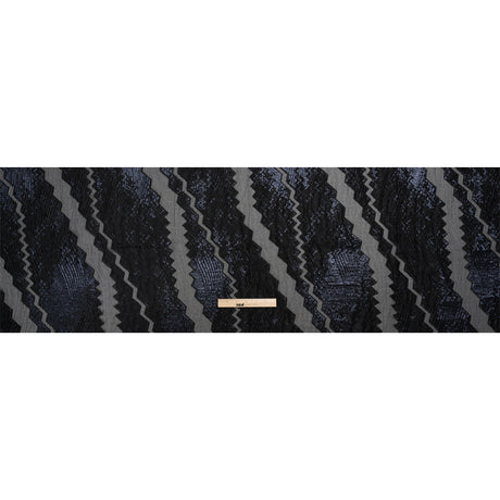 Metallic Midnight and Black Drifting Rifts Crinkled Luxury Burnout Brocade
