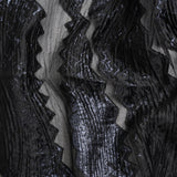 Metallic Midnight and Black Drifting Rifts Crinkled Luxury Burnout Brocade