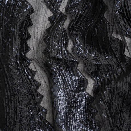 Metallic Midnight and Black Drifting Rifts Crinkled Luxury Burnout Brocade