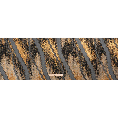 Metallic Gold, Taupe and Black Drifting Rifts Crinkled Luxury Burnout Brocade