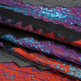 Metallic Turquoise, Brick and Purple Drifting Rifts Crinkled Luxury Burnout Brocade