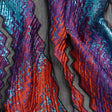 Metallic Turquoise, Brick and Purple Drifting Rifts Crinkled Luxury Burnout Brocade