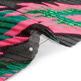 Metallic Green, Hot Pink and Black Exploding Stars Ribbed Luxury Burnout Brocade