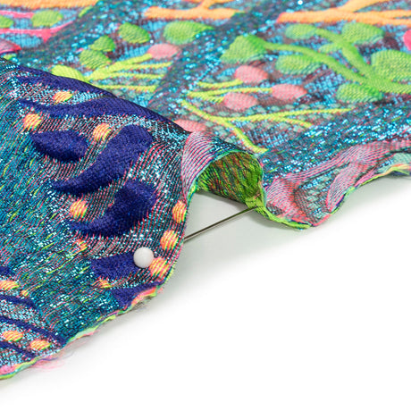 Metallic Blue, Pink and Green Organic Flow Luxury Brocade