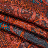 Metallic Red, Burnt Orange and Navy Organic Flow Luxury Brocade