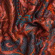 Metallic Red, Burnt Orange and Navy Organic Flow Luxury Brocade