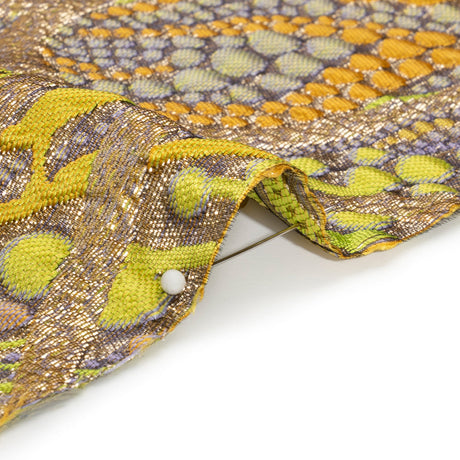 Metallic Gold, Yellow and Periwinkle Organic Flow Luxury Brocade
