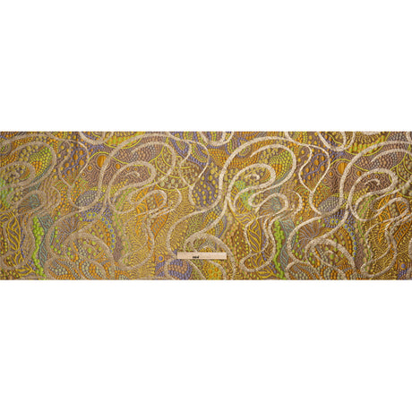 Metallic Gold, Yellow and Periwinkle Organic Flow Luxury Brocade