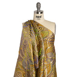 Metallic Gold, Yellow and Periwinkle Organic Flow Luxury Brocade