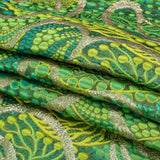 Metallic Gold and Lime Green Organic Flow Luxury Brocade