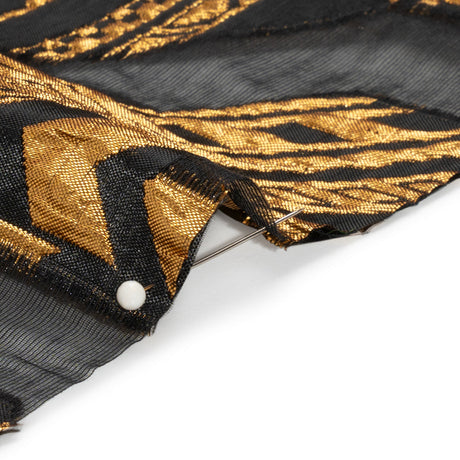 Metallic Gold and Black Geometric Pathways Luxury Burnout Brocade