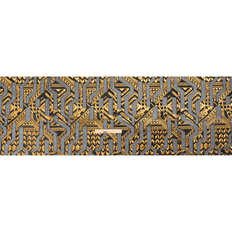 Metallic Gold and Black Geometric Pathways Luxury Burnout Brocade