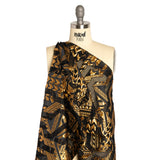Metallic Gold and Black Geometric Pathways Luxury Burnout Brocade