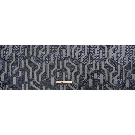 Metallic Midnight and Black Geometric Pathways Luxury Burnout Brocade