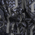 Metallic Midnight and Black Geometric Pathways Luxury Burnout Brocade