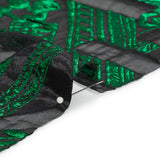 Metallic Kelly Green and Black Geometric Pathways Luxury Burnout Brocade