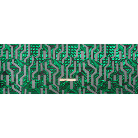 Metallic Kelly Green and Black Geometric Pathways Luxury Burnout Brocade