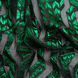 Metallic Kelly Green and Black Geometric Pathways Luxury Burnout Brocade
