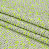 Chenille Woven with Sequins and Eyelash Fringe - White, Neon Yellow and Metallic Silver