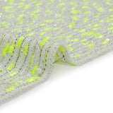 Chenille Woven with Sequins and Eyelash Fringe - White, Neon Yellow and Metallic Silver