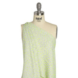 Chenille Woven with Sequins and Eyelash Fringe - White, Neon Yellow and Metallic Silver