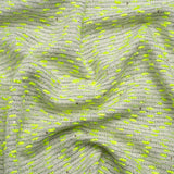 Chenille Woven with Sequins and Eyelash Fringe - White, Neon Yellow and Metallic Silver