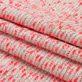 Chenille Woven with Sequins and Eyelash Fringe - White, Neon Pink and Metallic Gold