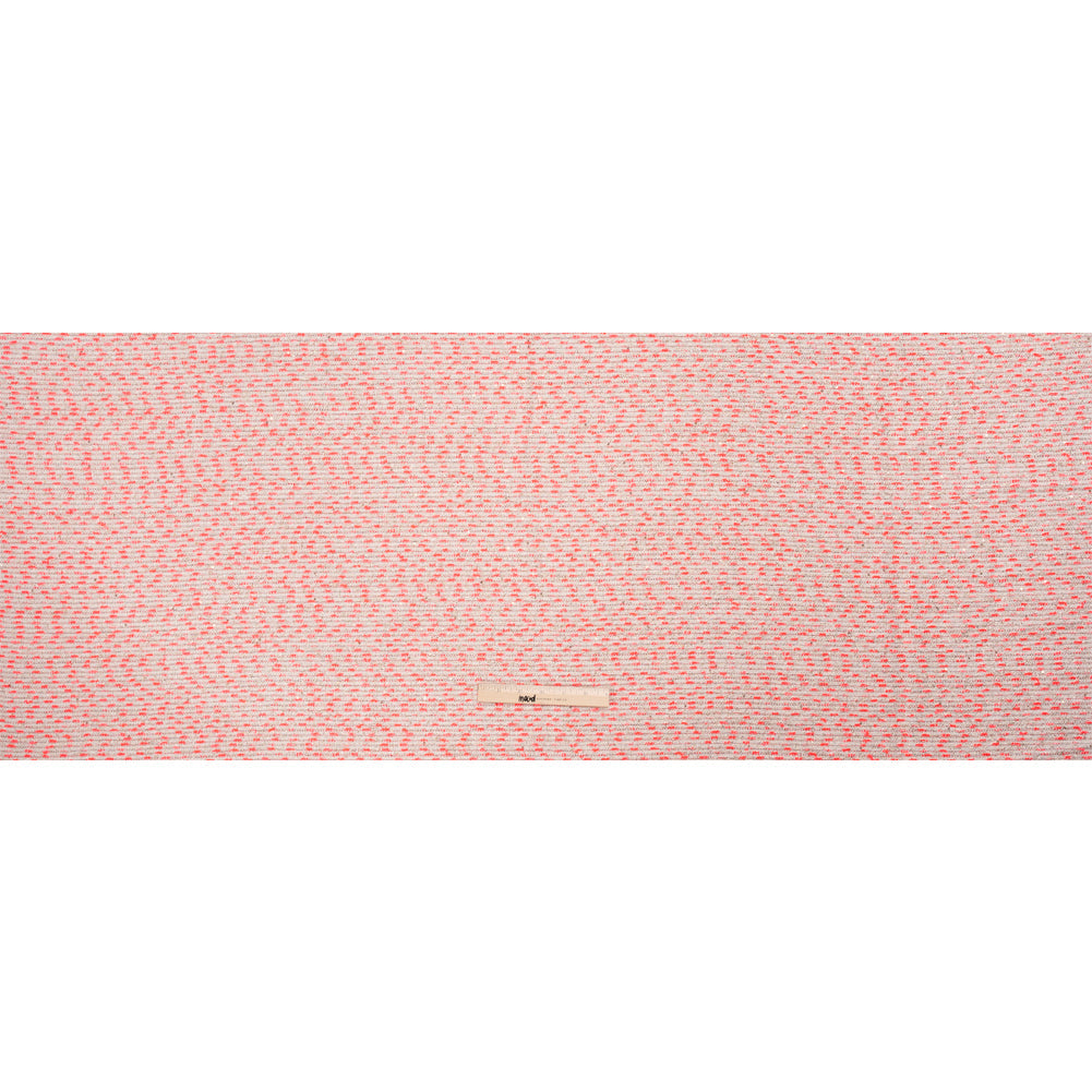 Chenille Woven with Sequins and Eyelash Fringe - White, Neon Pink and Metallic Gold
