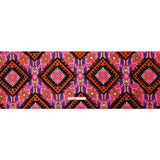 Hot Pink, Blue and Black Flowers and Fringed Diamonds Metallic Brocade