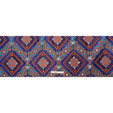 Teal, Orange and Blue Flowers and Fringed Diamonds Metallic Brocade