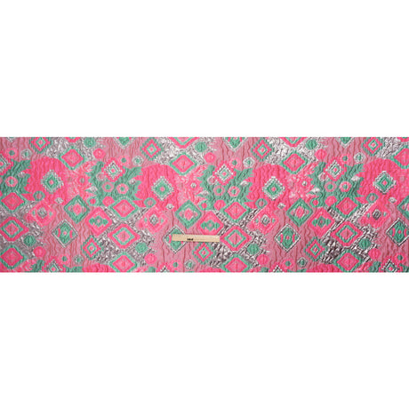 Metallic Silver, Hot Pink and Sea Green Diamond Skies Luxury Brocade
