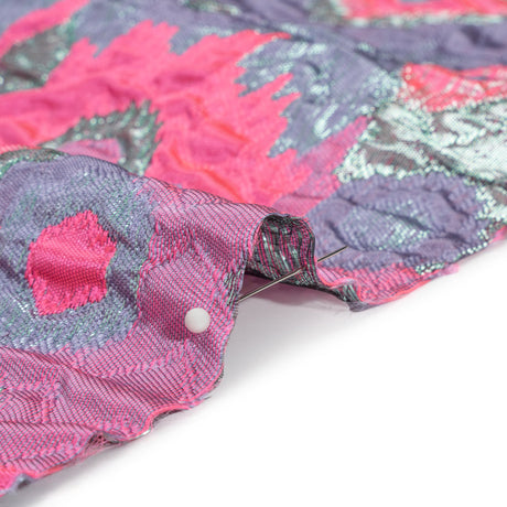 Metallic Silver, Hot Pink and Lavender Diamond Skies Luxury Brocade