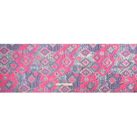 Metallic Silver, Hot Pink and Lavender Diamond Skies Luxury Brocade