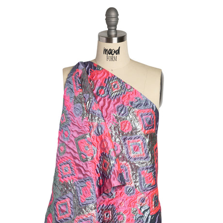 Metallic Silver, Hot Pink and Lavender Diamond Skies Luxury Brocade