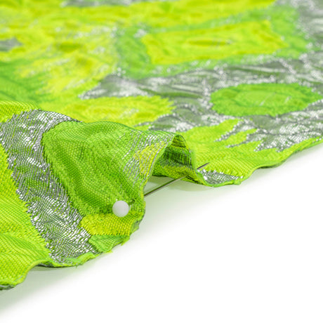 Metallic Silver and Lime Green Diamond Skies Luxury Brocade