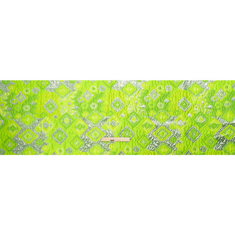 Metallic Silver and Lime Green Diamond Skies Luxury Brocade
