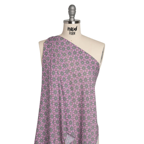 Rayon Batiste - Lavender and Gray Floral Charms