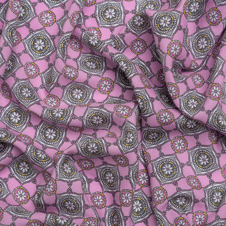 Rayon Batiste - Lavender and Gray Floral Charms