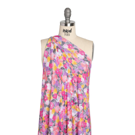 Stretch Rayon Jersey - Pink, Purple and Yellow Floral