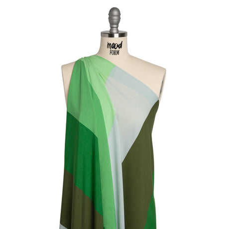 Rayon Batiste - Green Wide Stripes