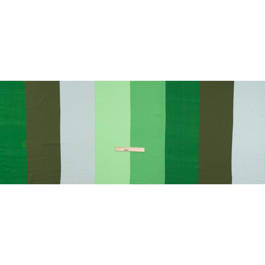 Rayon Batiste - Green Wide Stripes