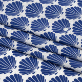 Cotton and Rayon Shirting - Blue and White Seashells