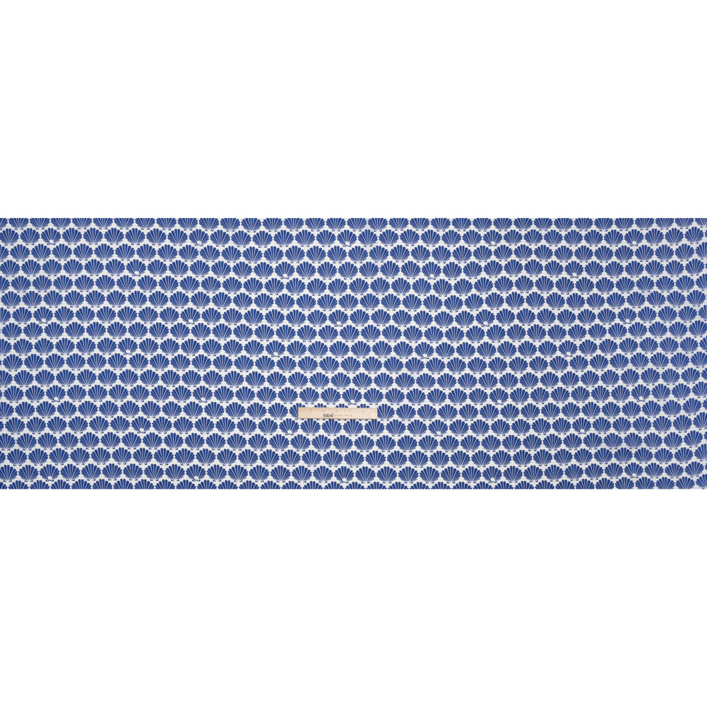 Cotton and Rayon Shirting - Blue and White Seashells