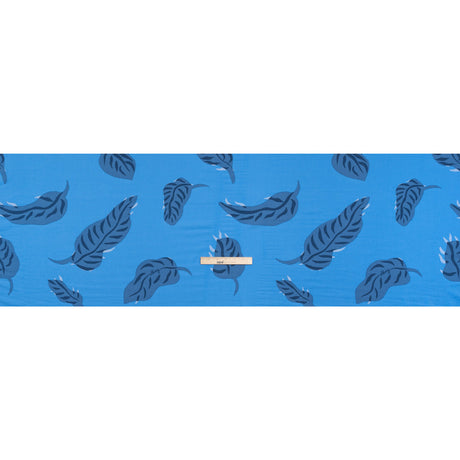 Rayon Batiste - Sky Blue Palm Leaves