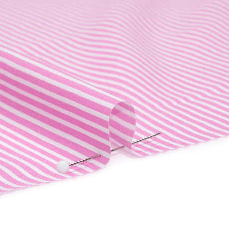 Cotton and Rayon Shirting - Rosebloom Pink and White Candy Stripes