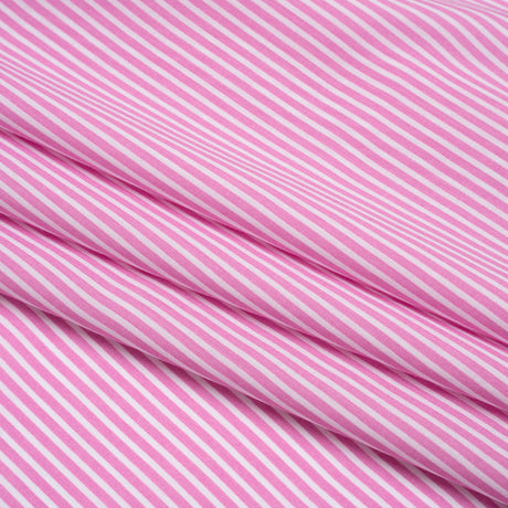 Cotton and Rayon Shirting - Rosebloom Pink and White Candy Stripes