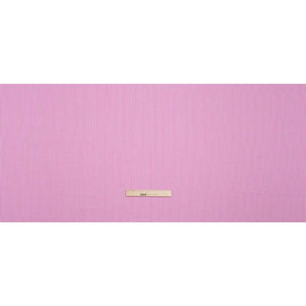 Cotton and Rayon Shirting - Rosebloom Pink and White Candy Stripes
